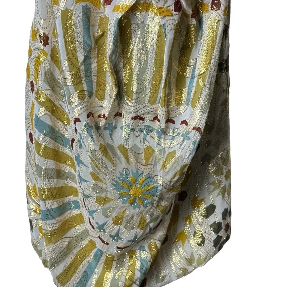 Nicole Miller Collection Size 4 Strapless Silk Bohemain Top Lurex Gold Metallic - Picture 3 of 13